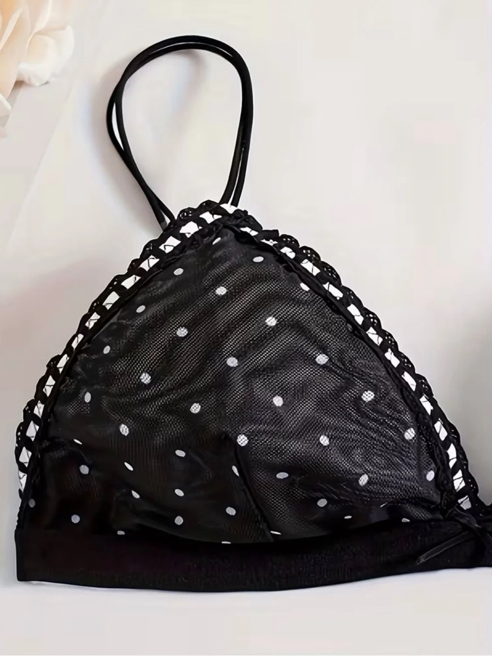 Black & White, Polka Dotted, Lingerie Set